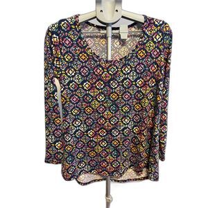 LuLaRoe Multicolor Brightly Patterned Perfect Tunic Top Medium Playful High-Low